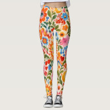Retro bloemrijke kleurrijke maximalistische leggin