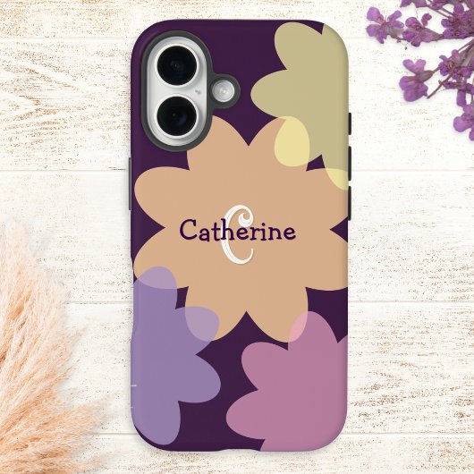 Retro bloemvormen Groovy Monogrammed Case-Mate iPhone Case