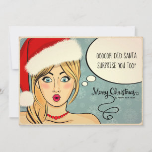 Retro Blonde in Santa Hat Humor ID558 Feestdagenkaart