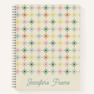 Retro Bloom Geometric Floral Print Specialized Notitieboek