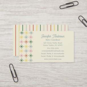 Retro Bloom Geometric Floral Print Visitekaartje