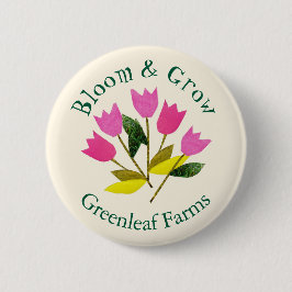 Retro Bloom & Grow Kleurrijke Tuin Boerderij Kweke Ronde Button 5,7 Cm