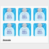 Retro Blue 70s Disco Dancing Queen Bridal Shower Vierkante Sticker (Vel)