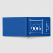 Retro Blue 90th Birthday Party Guest Book Gastenboek (Volledig)