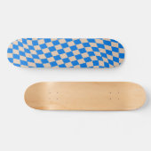 Retro Blue Abstract Checkerboard Wavy Shapes Skateboard (Horizontaal)