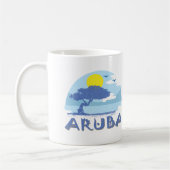 Retro Blue Aruba Divi Tree, Sun en Ocean Koffiemok (Links)
