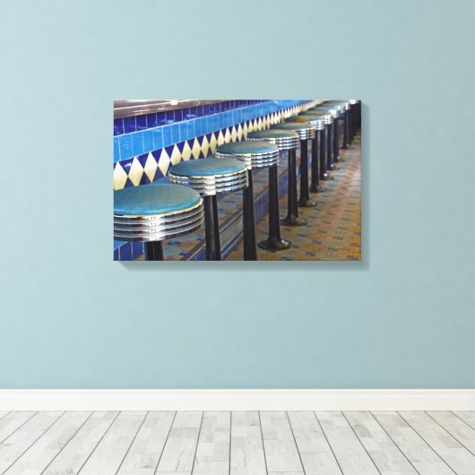 retro blue bar ontlasting impressionisme canvas afdruk (Insitu (Houten vloer))