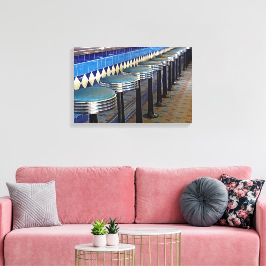 retro blue bar ontlasting impressionisme canvas afdruk (Insitu (Woonkamer))