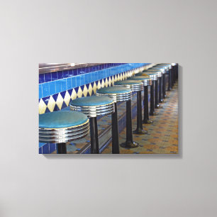 retro blue bar ontlasting impressionisme canvas afdruk