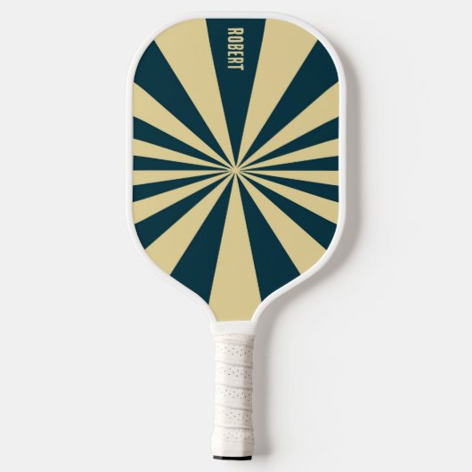 Retro Blue &Beige Stripes  Script Minimalist Name Pickleball Paddle (Achterkant)