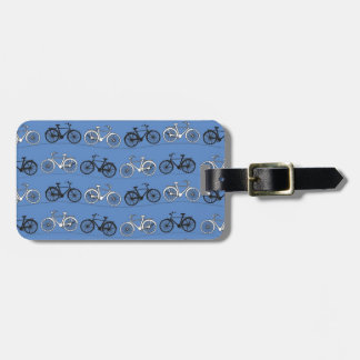 Retro Blue Bicycle Patroon Bagagelabel