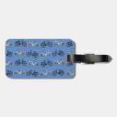Retro Blue Bicycle Patroon Bagagelabel (Achterkant horizontaal)