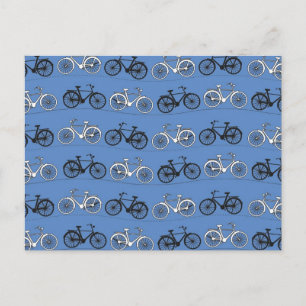 Retro Blue Bicycle Patroon Briefkaart