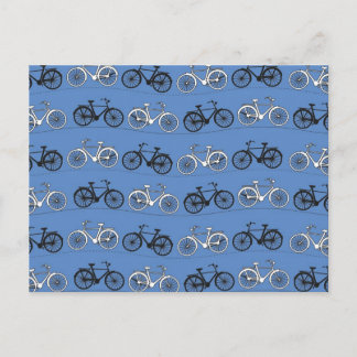 Retro Blue Bicycle Patroon Briefkaart