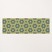 Retro Blue & Black Daisies op Green Floral Pattern Yogamat (Achterkant (horizontaal))