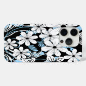 Retro Blue Black en White Floral Pattern Case-Mate iPhone Case (Achterkant (horizontaal))