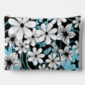 Retro Blue Black en White Floral Pattern Etui (Voorkant)