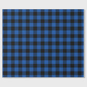 Retro Blue Black kerstfeestdag Tartan Pset Cadeaupapier (Vlak)