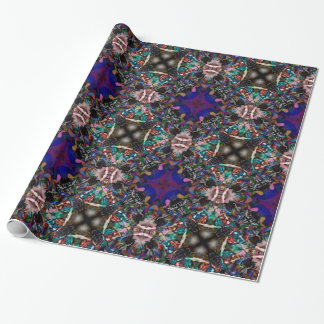 Retro Blue Blossom Fractal Patroon Cadeaupapier