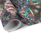 Retro Blue Blossom Fractal Patroon Cadeaupapier (Rol Hoek)