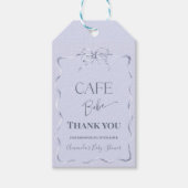 Retro Blue Bow Cafe Bebe Boy Coffee Baby Shower Cadeaulabel (Voorkant)