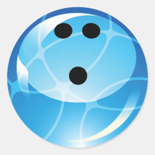 RETRO BLUE BOWLING BALL RONDE STICKER