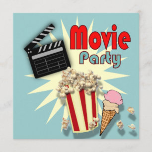 Retro blue Boys Movie Anniversaire Fête Invitation