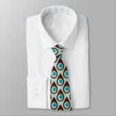 Retro Blue Brown Teardrop stijl patterned stropdas (Gebonden)