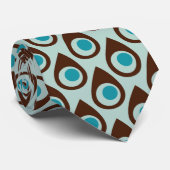 Retro Blue Brown Teardrop stijl patterned stropdas (Opgerold)