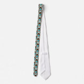 Retro Blue Brown Teardrop stijl patterned stropdas (Achterkant)