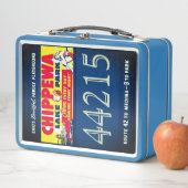 Retro Blue Chippewa Lake Park Metal Lunchbox (In situ)