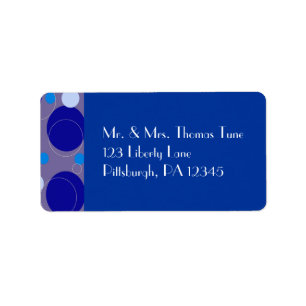 Retro Blue Circles & Ovalen Royal Periwinkle Aqua Etiket
