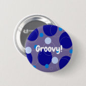 Retro Blue Circles & Ovalen Royal Periwinkle Aqua Ronde Button 5,7 Cm (Voorkant /achterkant)