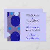 Retro Blue Circles & Ovalen Royal Save the Date Aankondigingskaart (Voorkant / Achterkant)