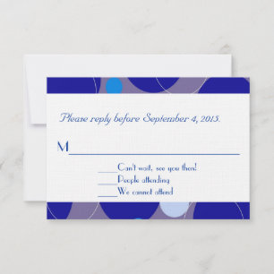 Retro Blue Circles & Ovals Royal Response Kaart