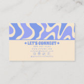 Retro Blue Cream 70s Boho Groovy Funky Trendy Bus Visitekaartje (Achterkant)