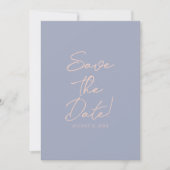 Retro Blue Cream Drawn Floral Garden Save The Date (Devant)