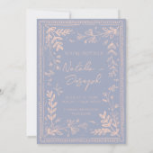 Retro Blue Cream Drawn Floral Garden Save The Date (Dos)