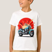 Retro Blue Cruiser – Pop‑Art Motorcycle T-Shirt (Voorkant)