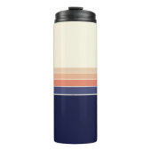 Retro Blue en Peach Gestreepte Reismok Thermosbeker (Voorkant)