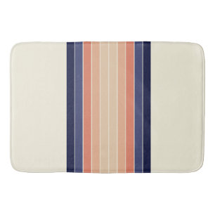 Retro Blue en Peach "Surfboard" gestreept Badmat