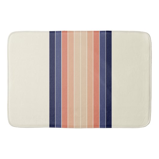 Retro Blue en Peach "Surfboard" gestreept Badmat (Voorkant)