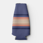 Retro Blue en Peach "Surfboard" gestreept Flesjeskoeler (Voorkant)