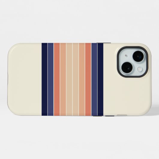 Retro Blue en Peach "Surfboard" gestreept iPhone Hoesje (Achterkant horizontaal)