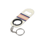 Retro Blue en Peach "Surfboard" gestreept Mini Flessenopener (Achterkant Gekanteld)