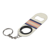 Retro Blue en Peach "Surfboard" gestreept Mini Flessenopener (Voorkant Gekanteld)