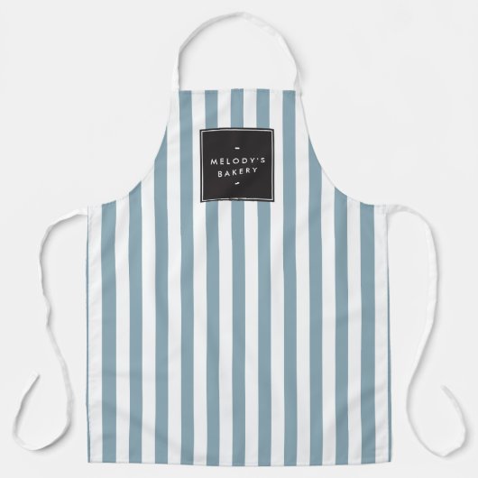 Retro Blue en White Stripes Apron Schort (Voorkant)