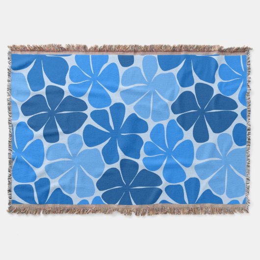 Retro Blue Flowers - abstracte charme Deken (Voorkant)