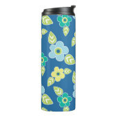Retro Blue Flowers Thermosbeker (Gedraaid links)