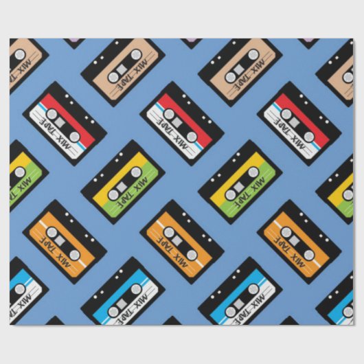 Retro Blue Geek Nerd verjaardag 1980  Cadeaupapier (Vlak)